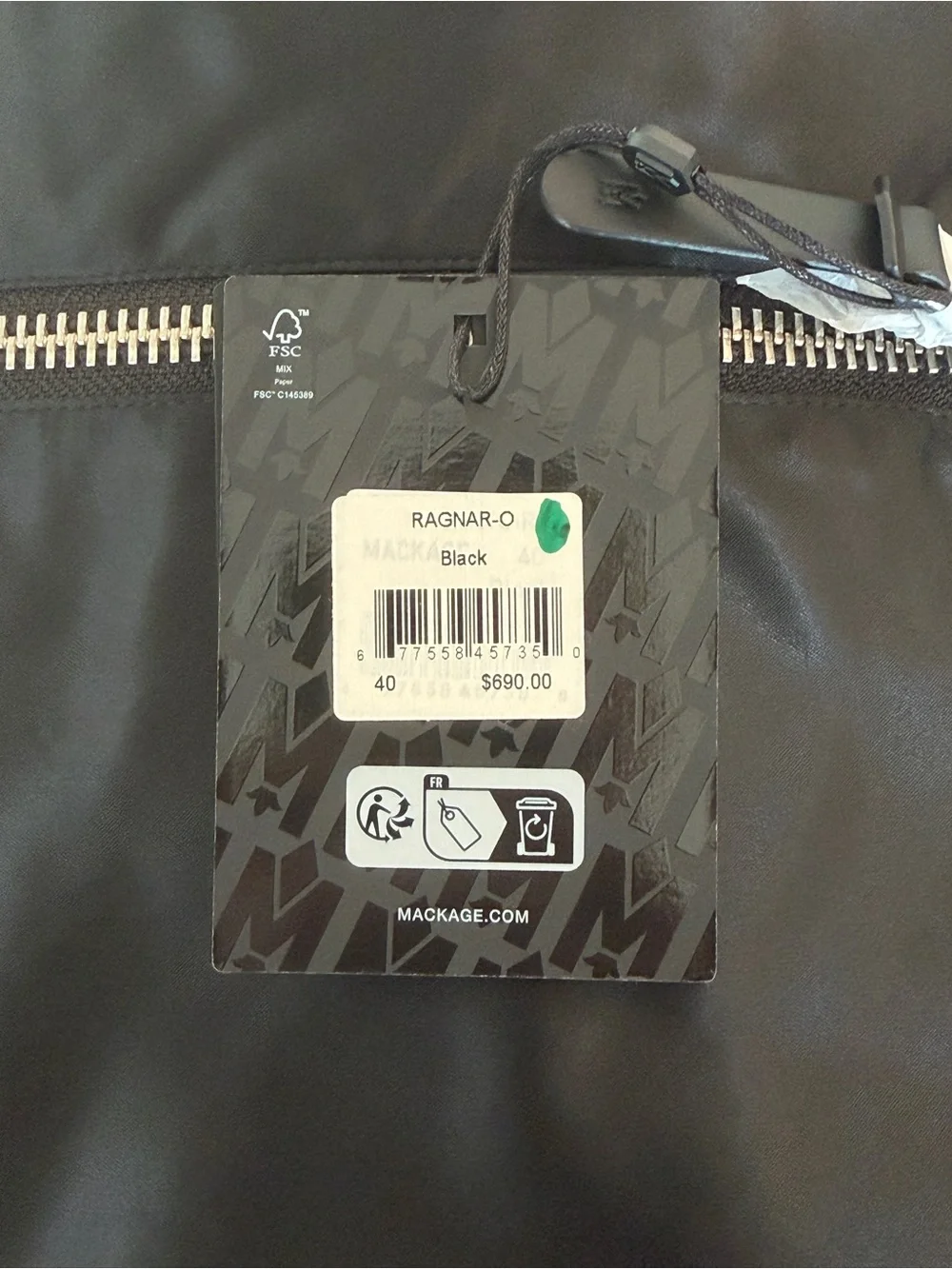 Mackage Men’s Black Satin Bomber Jacket